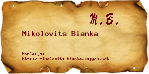 Mikolovits Bianka névjegykártya